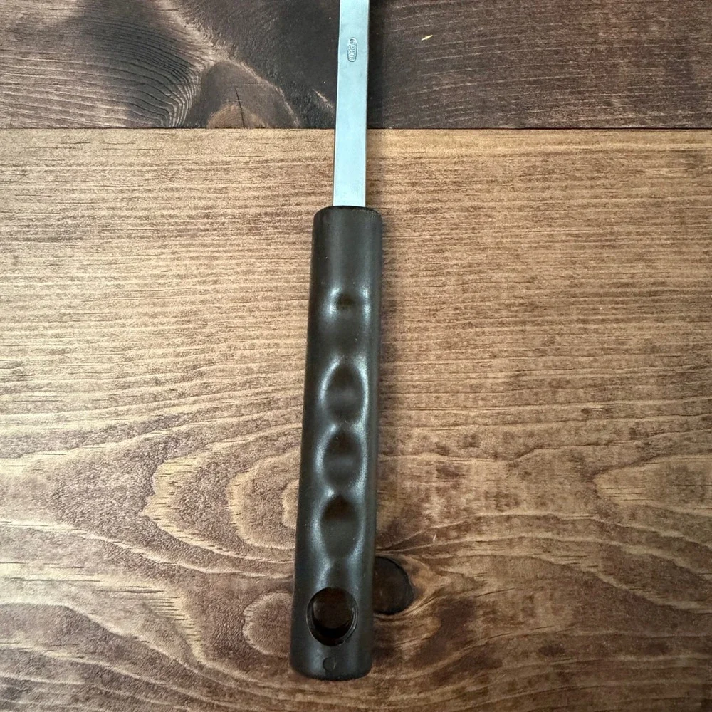 Vintage Stainless Meat Carving Fork Brown Handle Korea Kitchen Tool